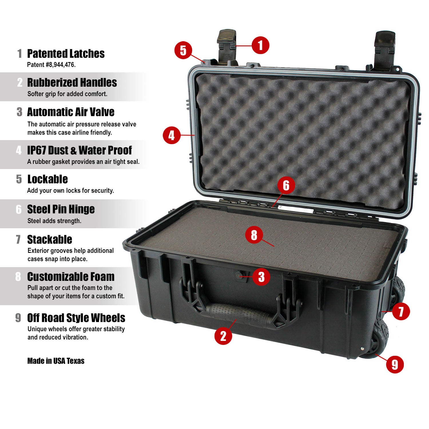 our large trunk on wheels with customizable foam