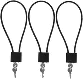 Set of three keyed 15-inch cable gun locks with keys, designed for firearm safety and security.