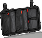 Black lid organizer with multiple zippered mesh compartments inside a #300 case, designed for efficient storage and organization.