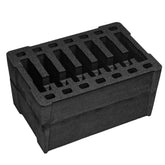 Pre-cut foam insert with seven slots and fourteen magazine compartments for #997 hard case, designed for secure storage.
