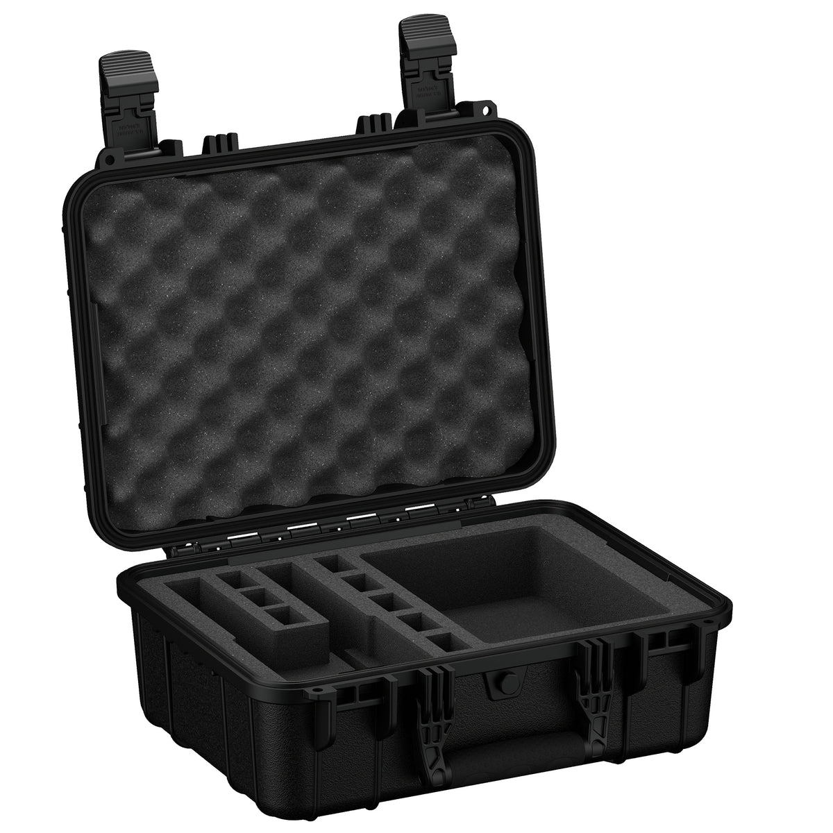 Durable 16-inch hard case designed for two pistols, featuring customizable foam interior for secure storage and transport.