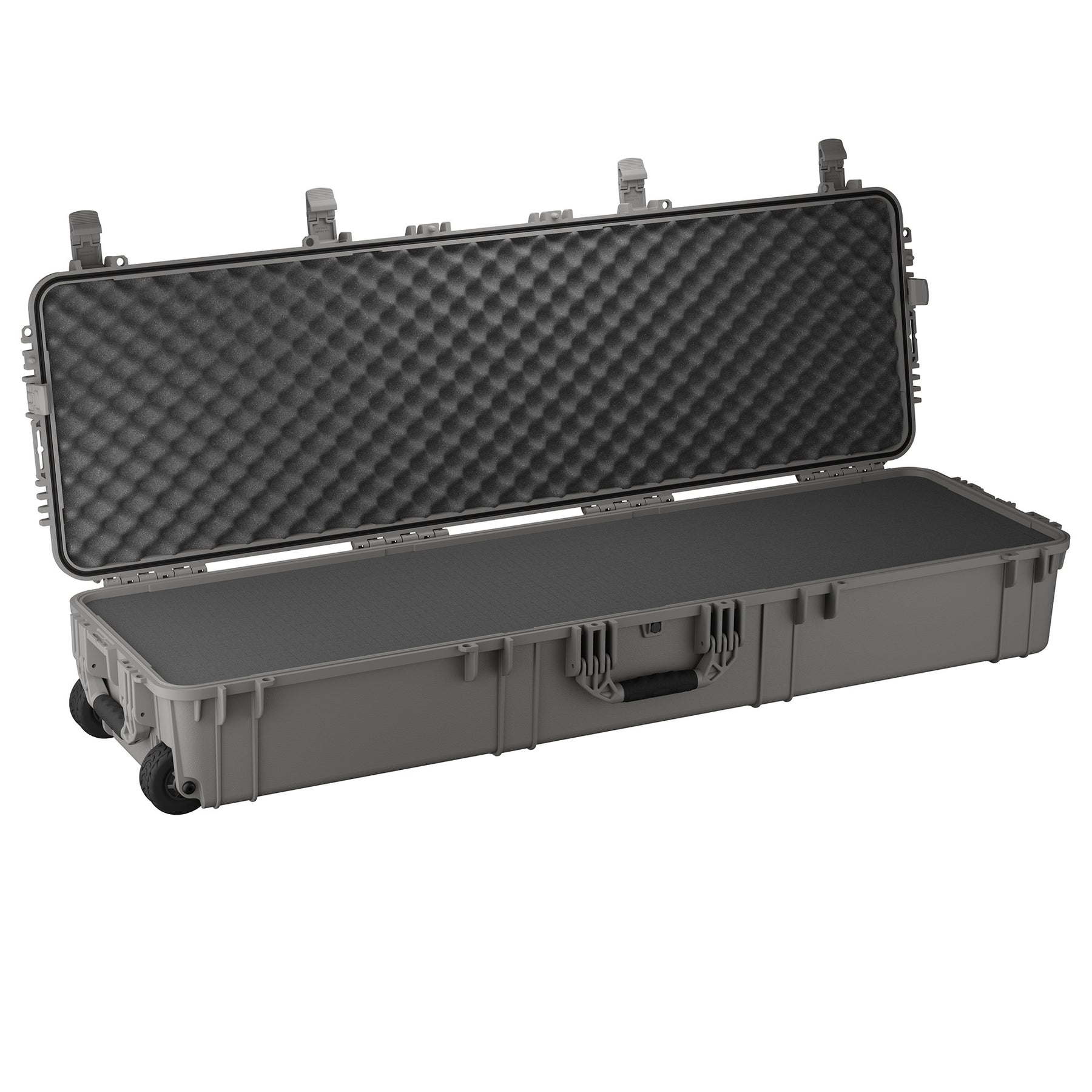 Durable 59-inch long hard case with a foam interior, designed for secure storage and transport of equipment.