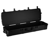 Durable 59-inch long hard case with an open lid, designed for waterproof and dustproof protection of equipment.