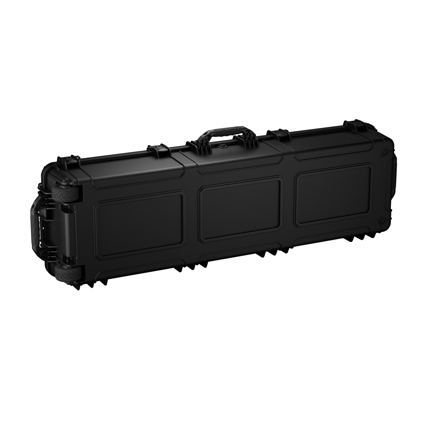 Durable 59-inch long hard case designed for waterproof and dustproof protection of gear during transport and storage.
