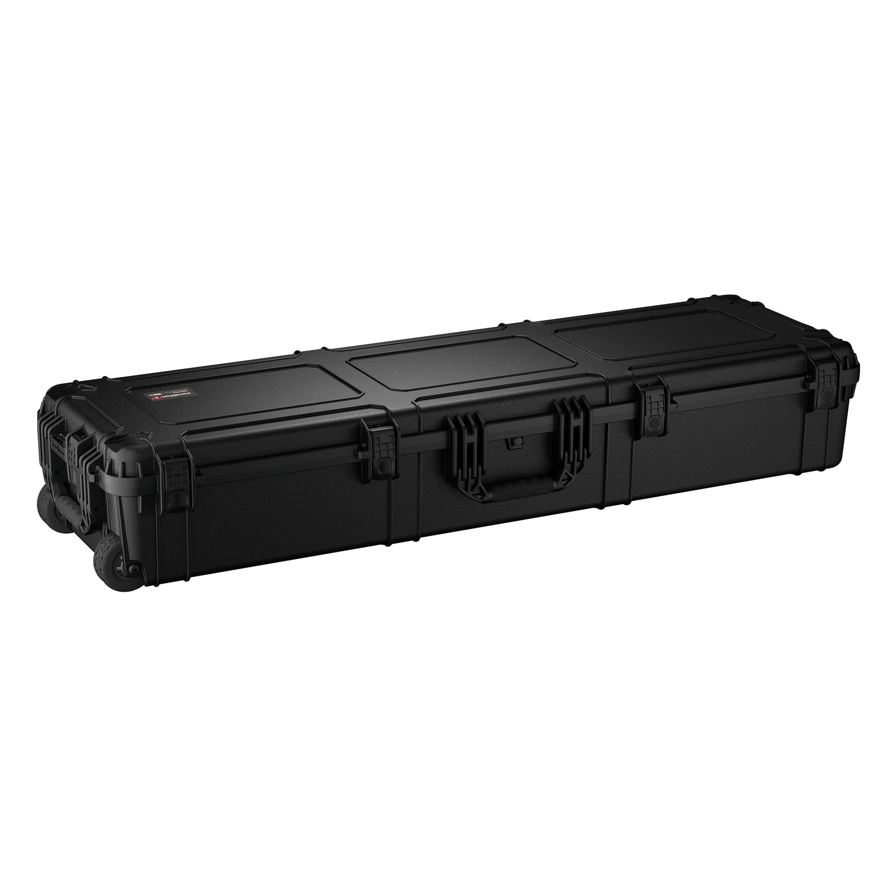Durable 59-inch long hard case designed for waterproof and dustproof protection of equipment during transport.