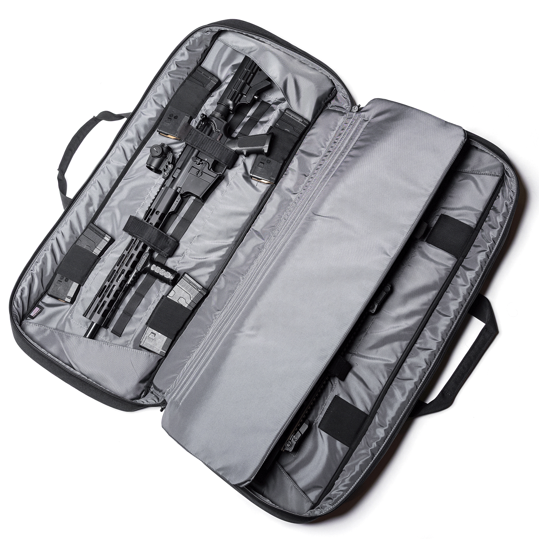 Gray Lone Star 36" rifle bag with a padded interior, adjustable straps, and compartments for firearm storage and accessories.