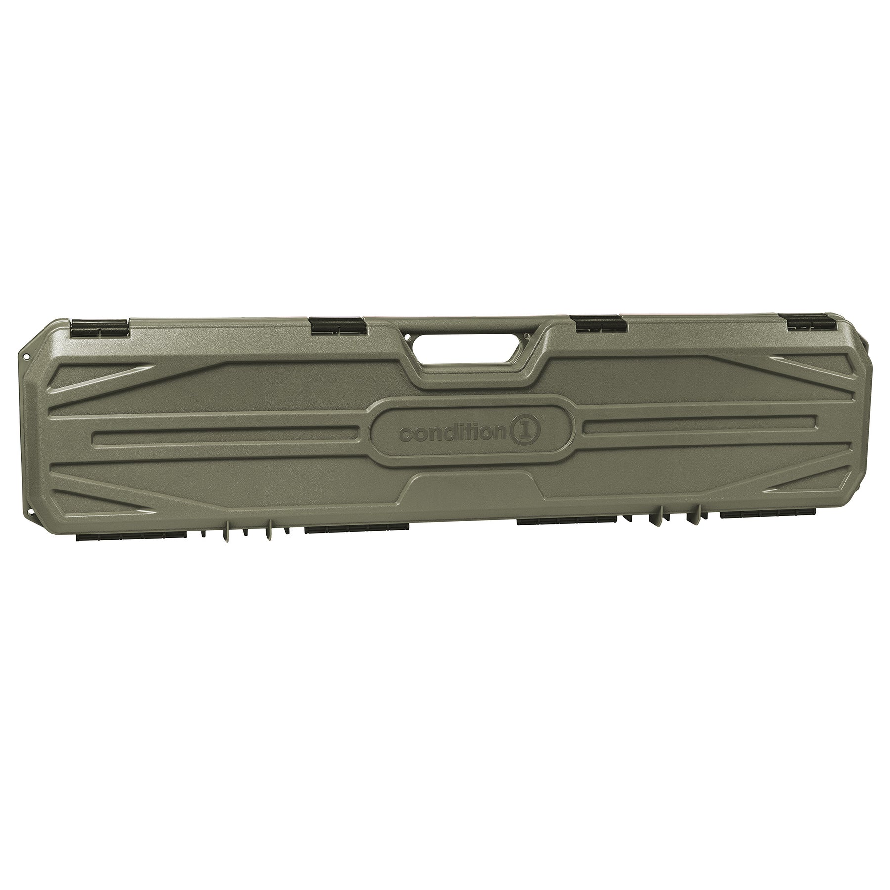 Green 42-inch economy hard case with black latches and handle, designed for secure storage and transport.