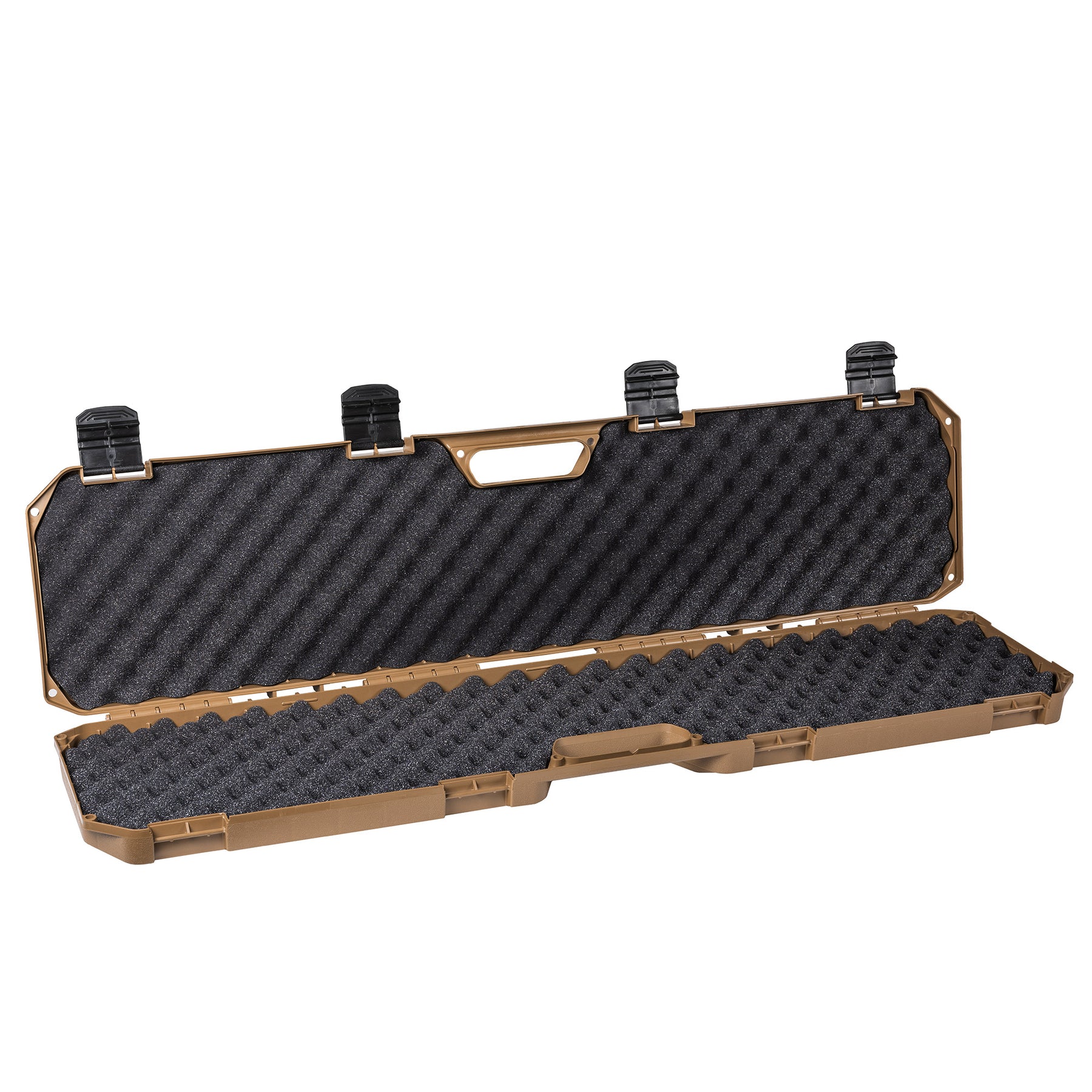 Open 42" economy hard case with foam padding and black latches, designed for secure storage and transport of equipment.