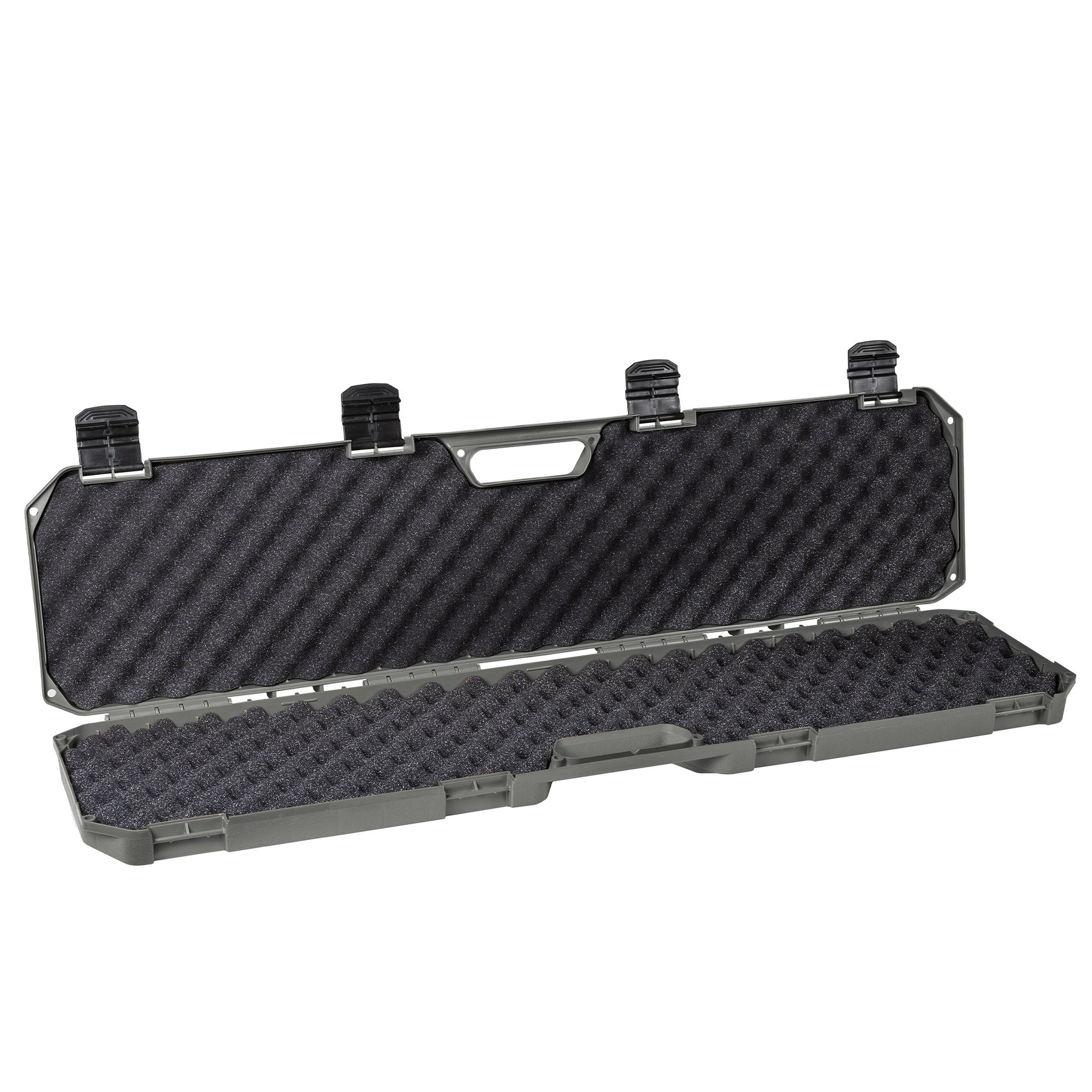A 42-inch gray plastic case with foam padding and latches, designed for secure storage and transport of equipment.