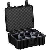 Alt text: "Open 20-inch large protective case with customizable foam dividers and egg-crate foam lid, ideal for storing and transporting sensitive equipment."