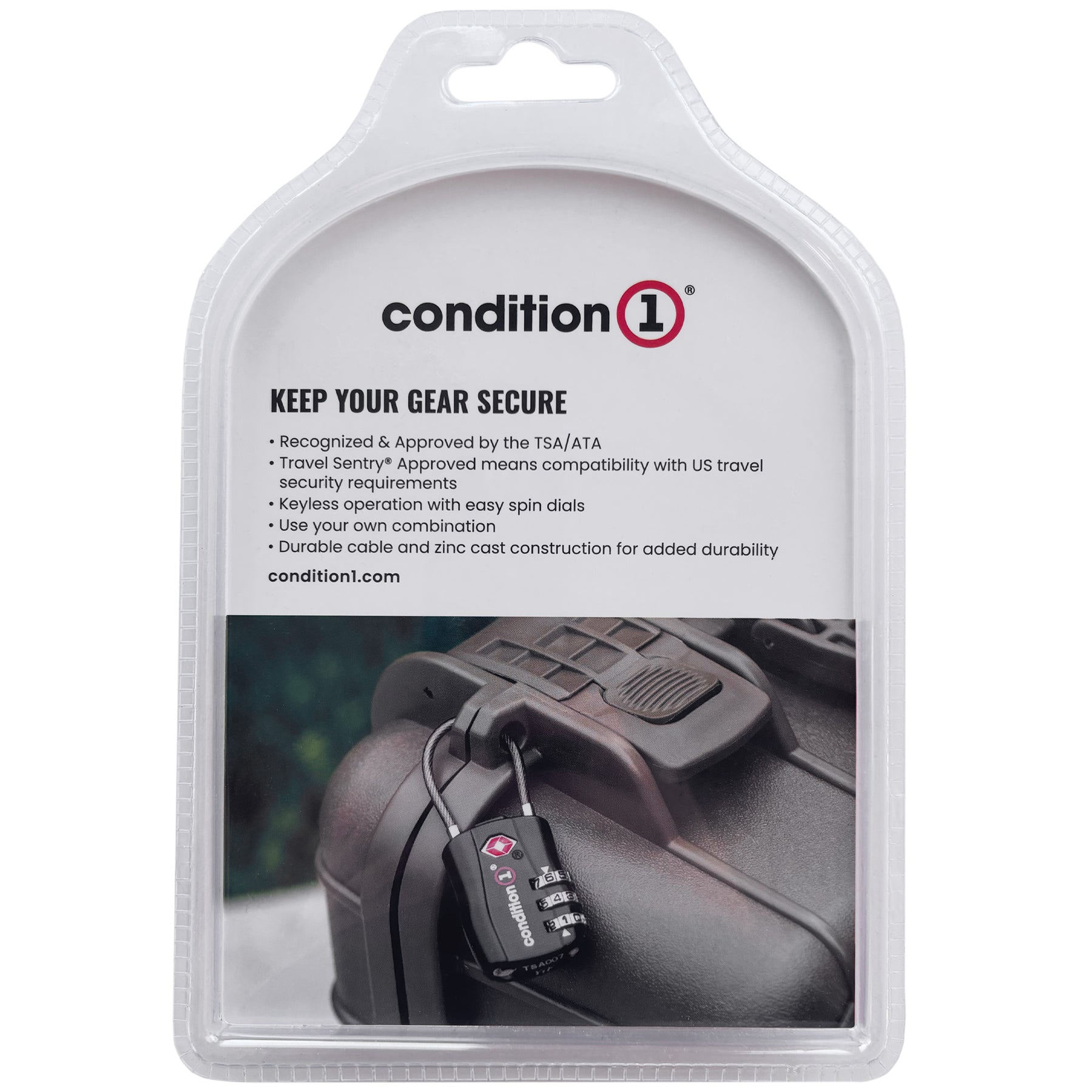 Pack of two black combination locks with spin dials, designed for securing travel gear and approved by TSA.