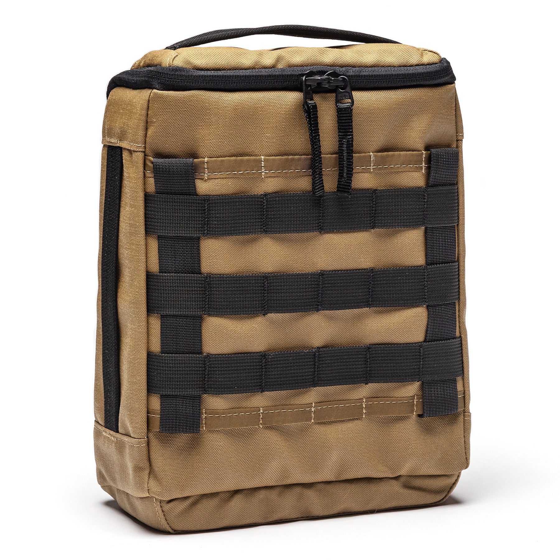 Lone Star 2 Pistol Bag in tan with black MOLLE webbing, zipper closure, and carrying handle for secure firearm transport.