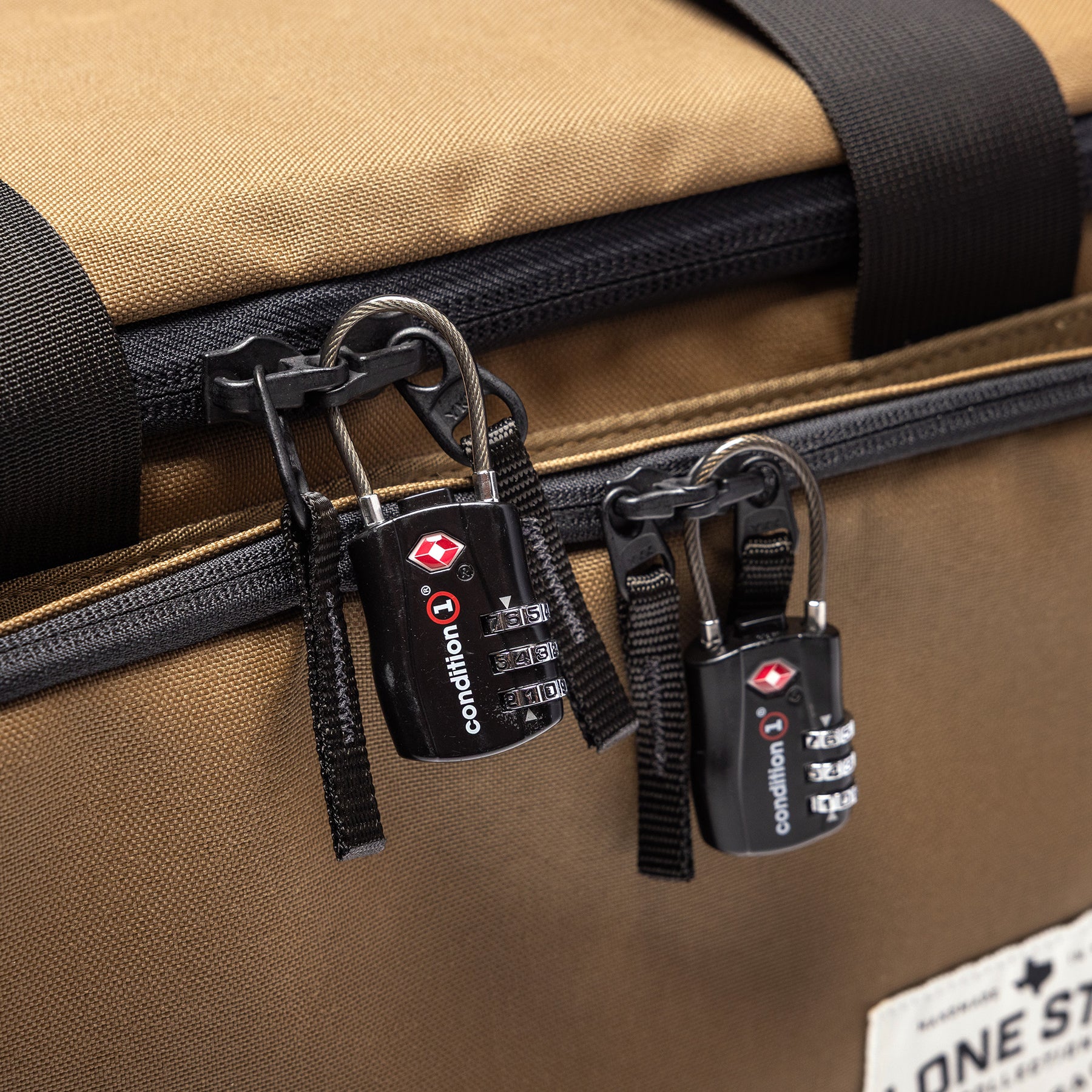 Lone Star Range Bag featuring dual combination locks for secure storage and transport of gear. Durable and functional design.