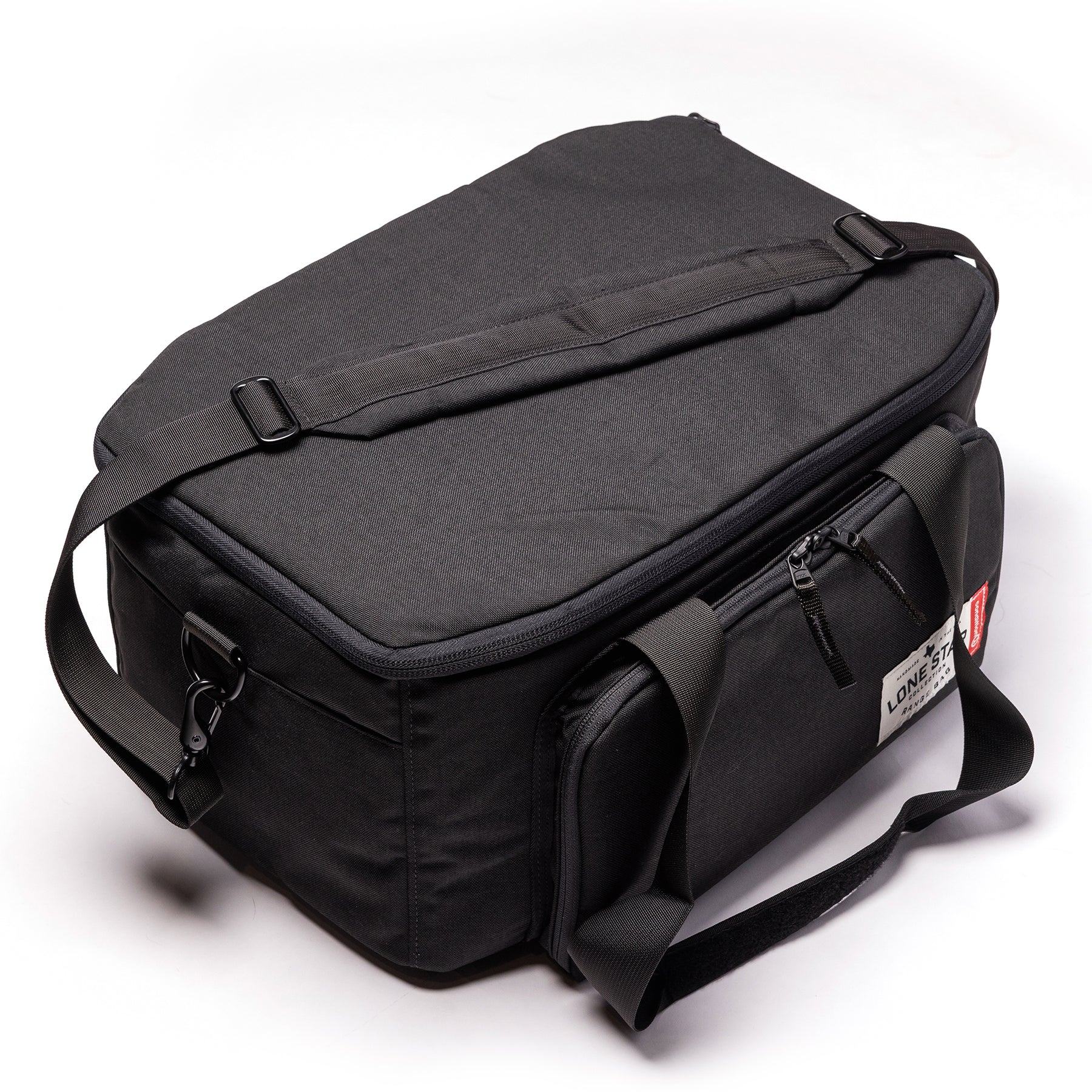 Durable black Lone Star Range Bag with adjustable shoulder strap and multiple compartments for organized storage.