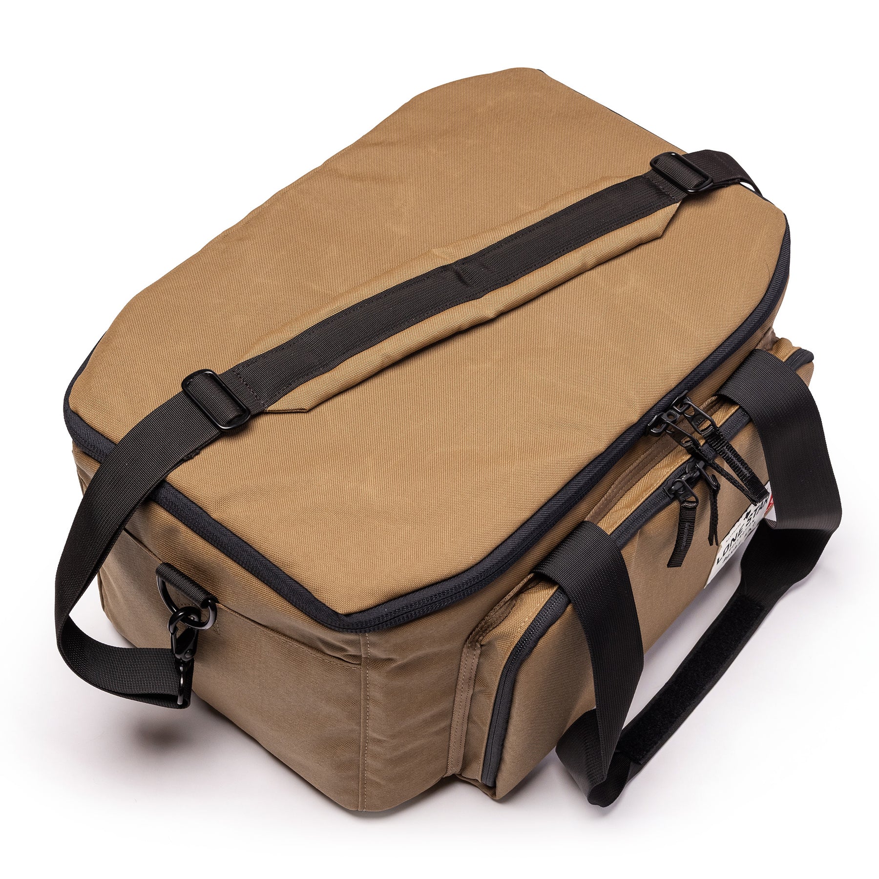 Durable Lone Star Range Bag in tan with adjustable shoulder strap and sturdy handles for easy transport and storage.