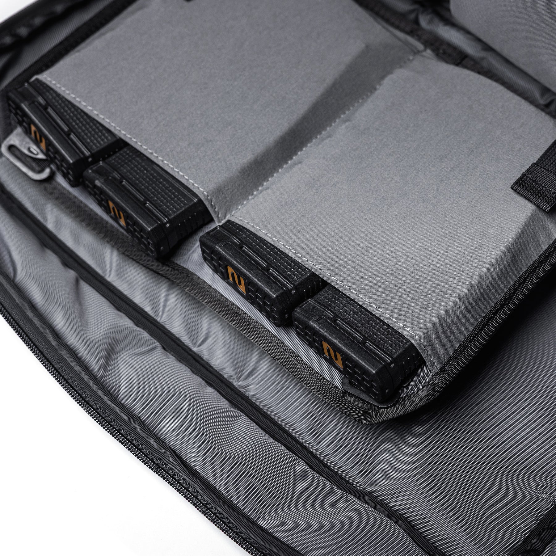 Close-up of a Lone Star 36" rifle bag with padded compartments and secure straps for firearm storage.