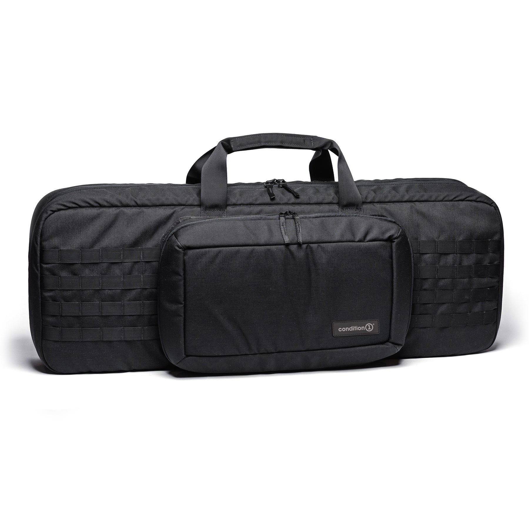 Durable 36-inch rifle bag with padded compartments and exterior pockets for secure storage and transport of firearms.