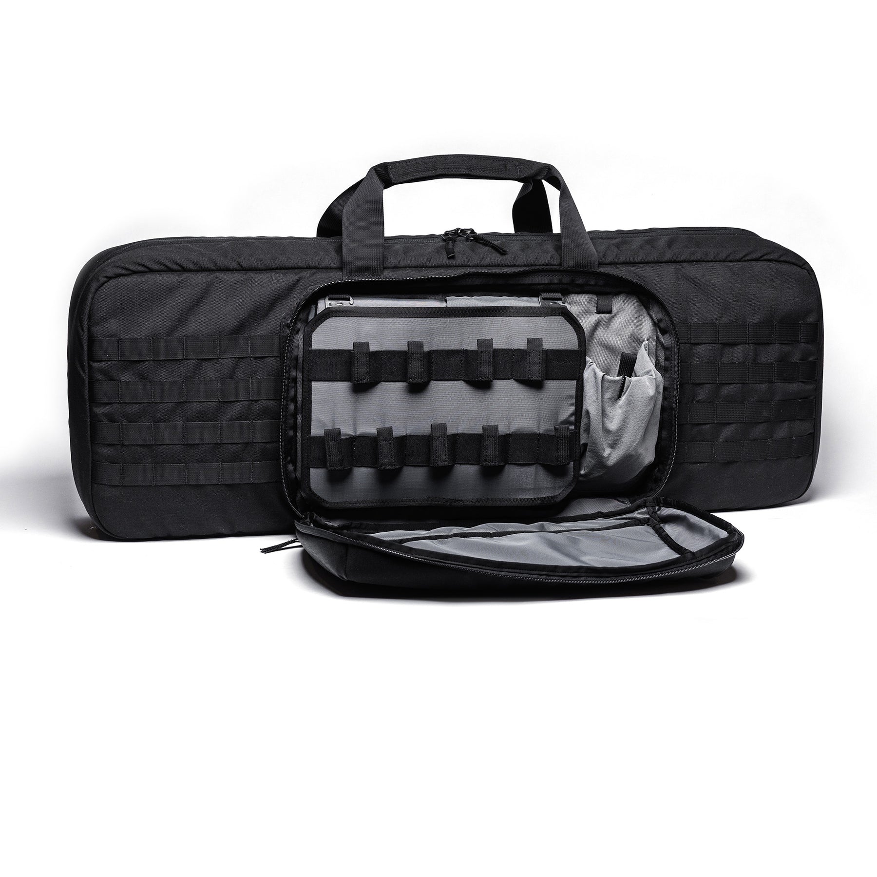 Black Lone Star 36" rifle bag with multiple compartments and adjustable straps for firearm storage and transport.