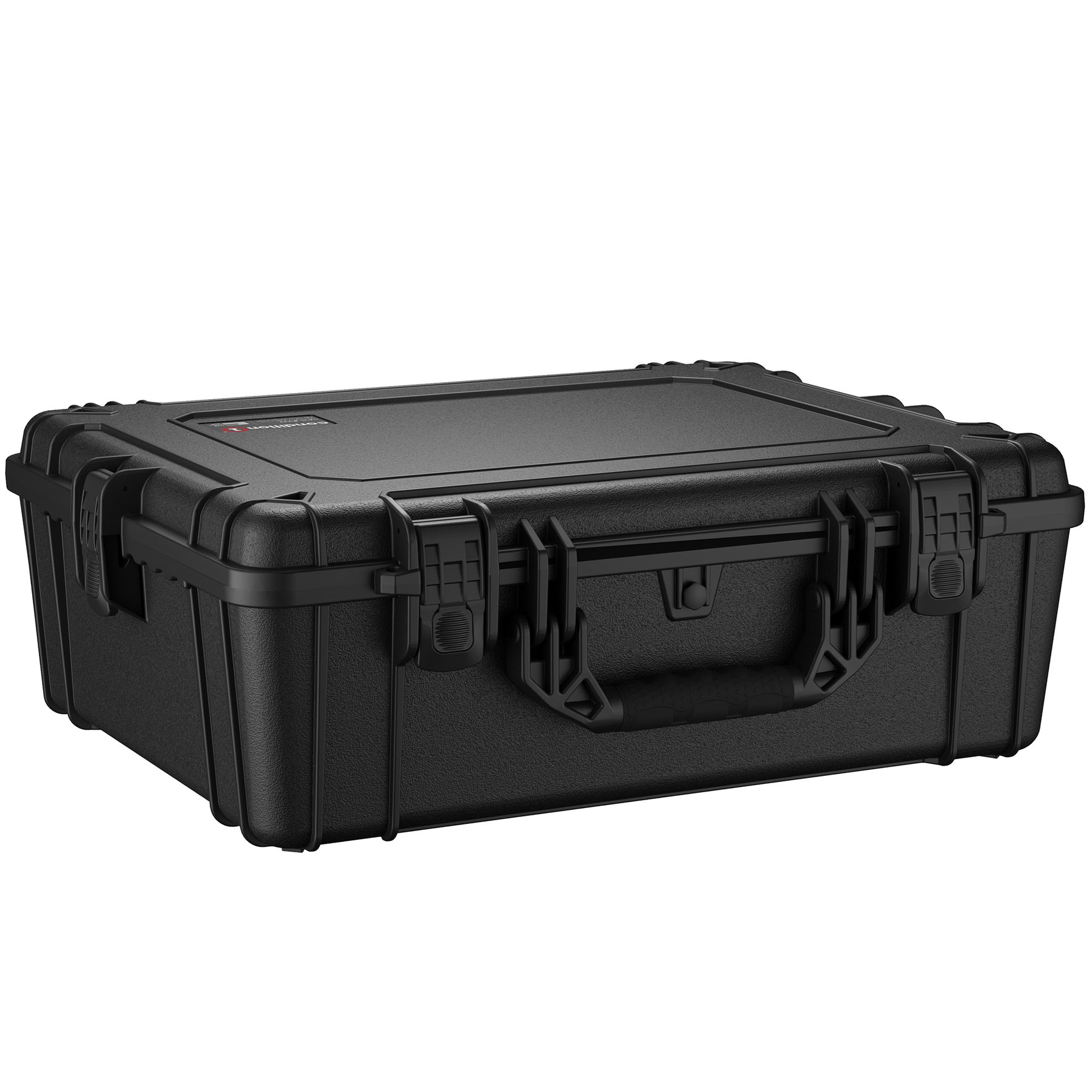 Alt text: "Black 25-inch large protective case with robust dual locking mechanisms and textured exterior for secure, durable storage, model number 839."