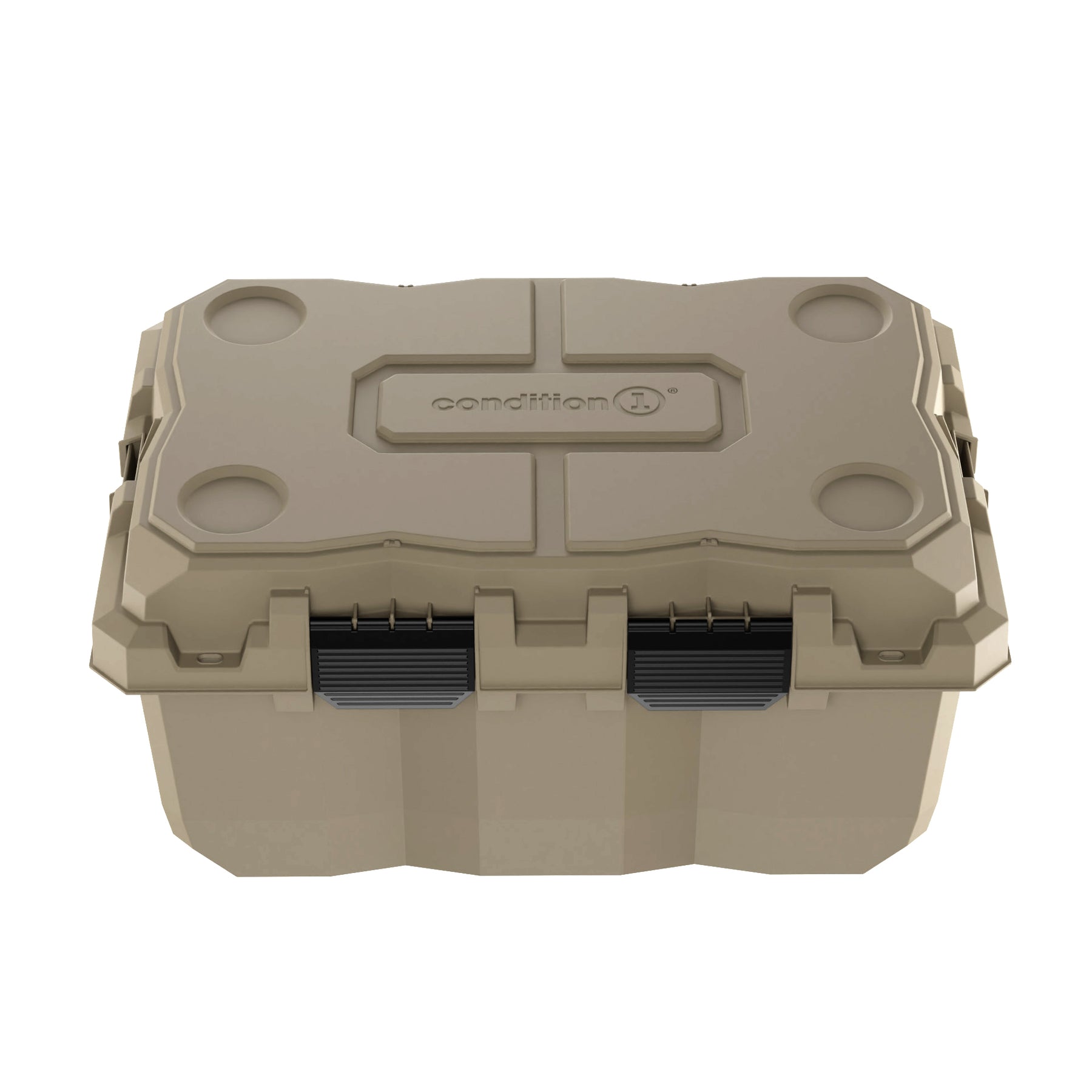 Alt text: "28-inch Sportsman Trunk in olive green, featuring rugged design with reinforced lid, dual black handles, and sturdy closures."