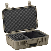 Hard beige 22-inch pistol and range bag with foam interior, multiple compartments, and secure latches for firearm storage.