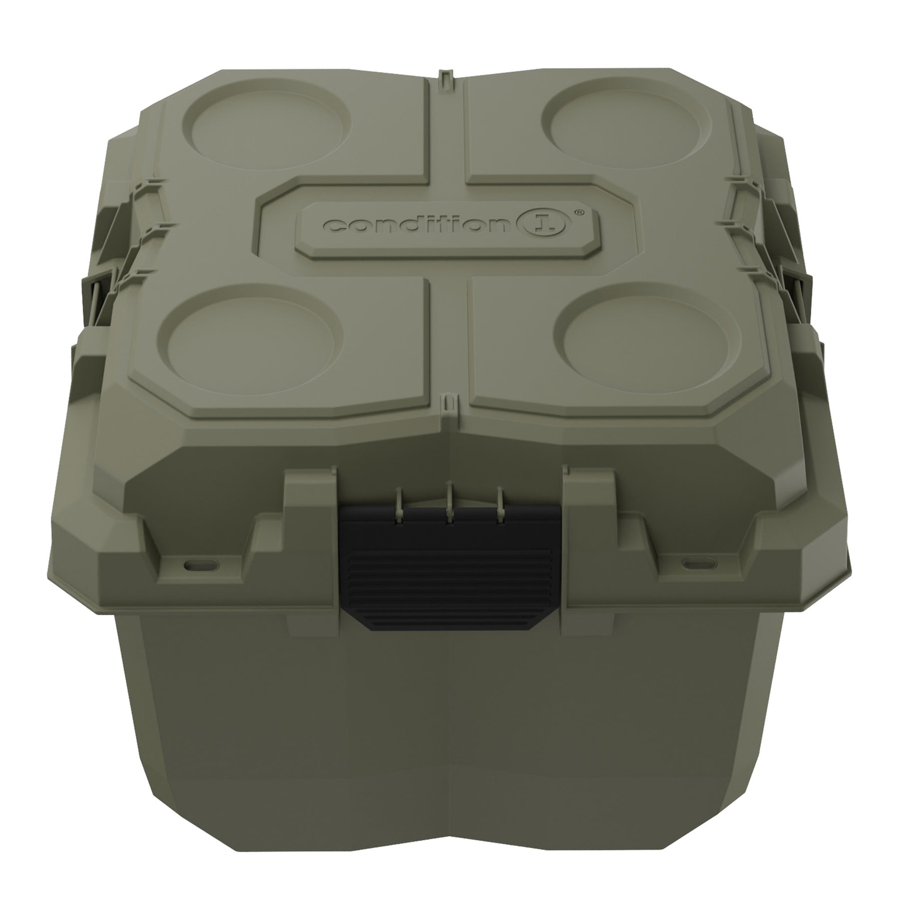 Durable 18-inch Sportsman Cube hard case in olive green, designed for waterproof and dustproof protection of gear.