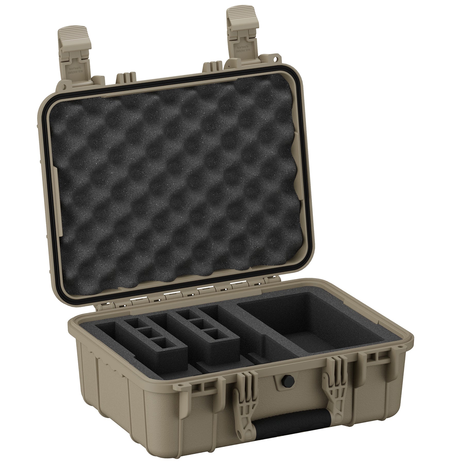 Durable 16-inch hard case designed for securely storing and transporting up to three pistols with foam inserts.