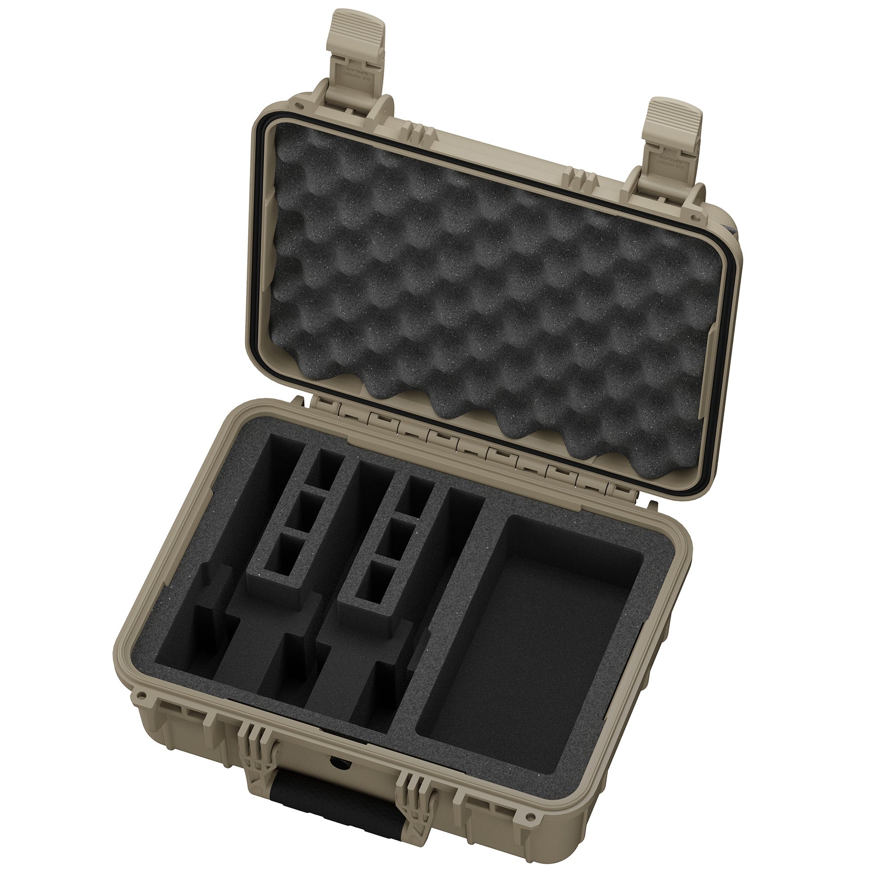 Durable 16-inch pistol case with foam interior, designed to securely hold three pistols during transport and storage.