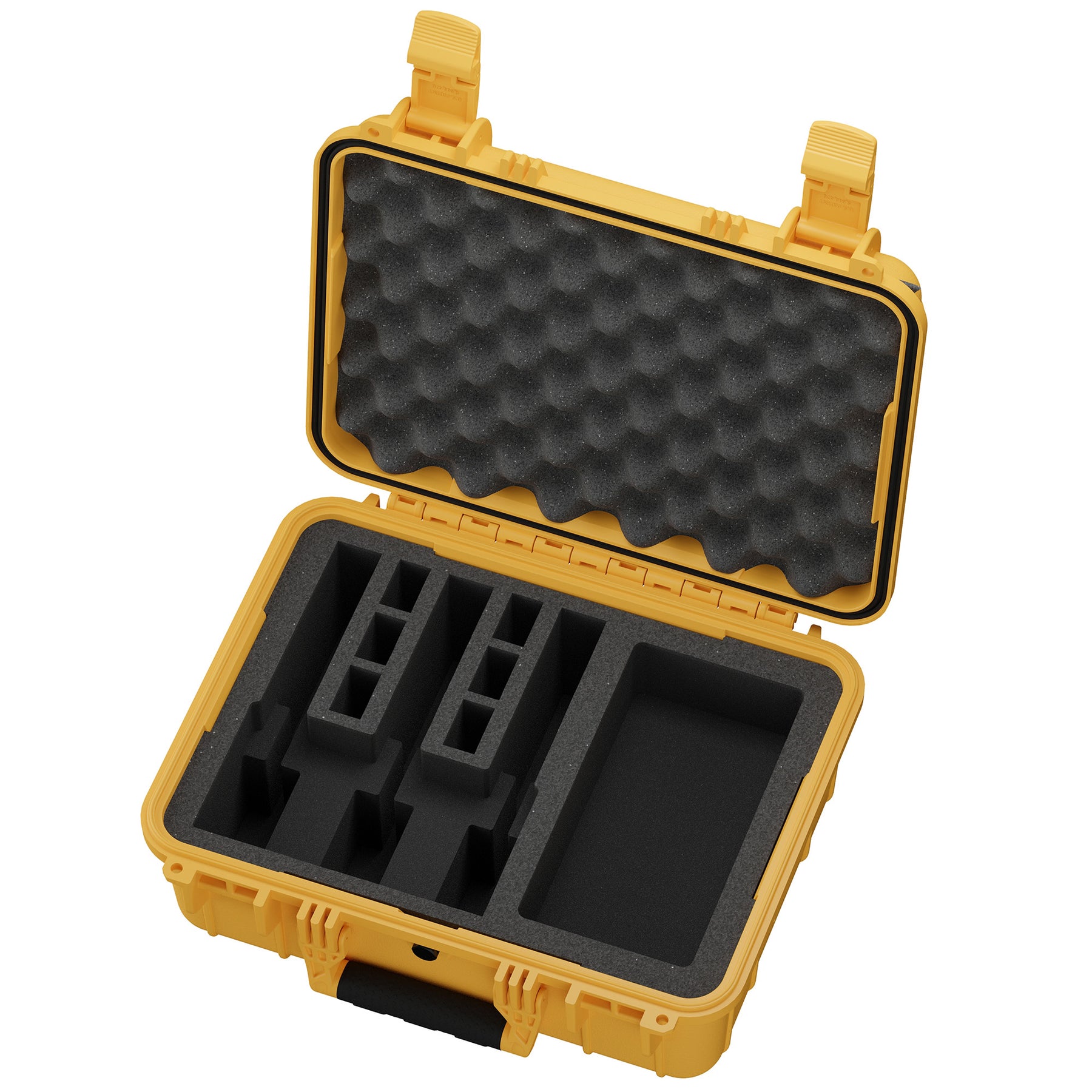 Durable 16-inch hard case designed for securely storing three pistols with custom foam inserts for protection.