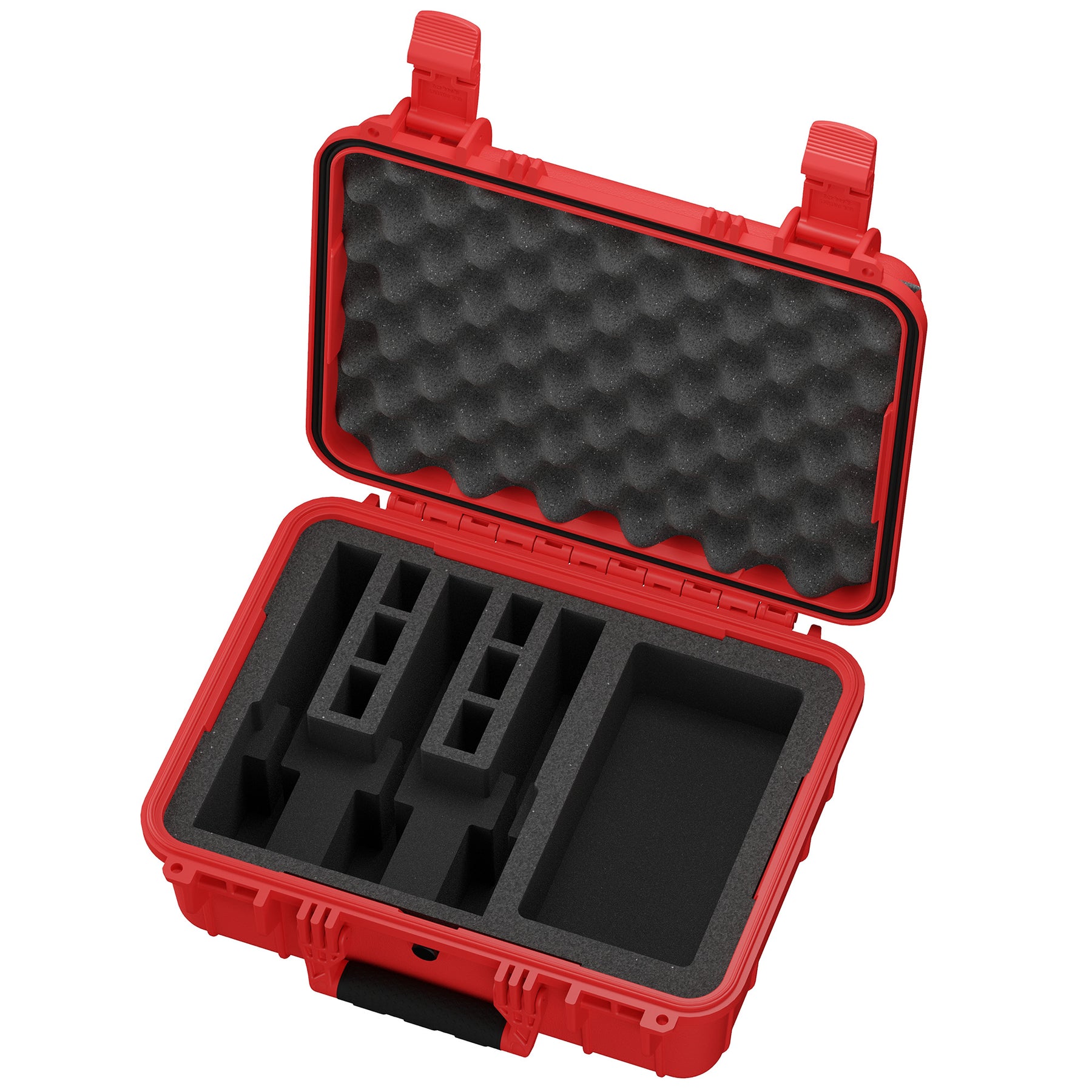 16-inch waterproof hard case with foam interior, designed to securely hold three pistols and accessories.