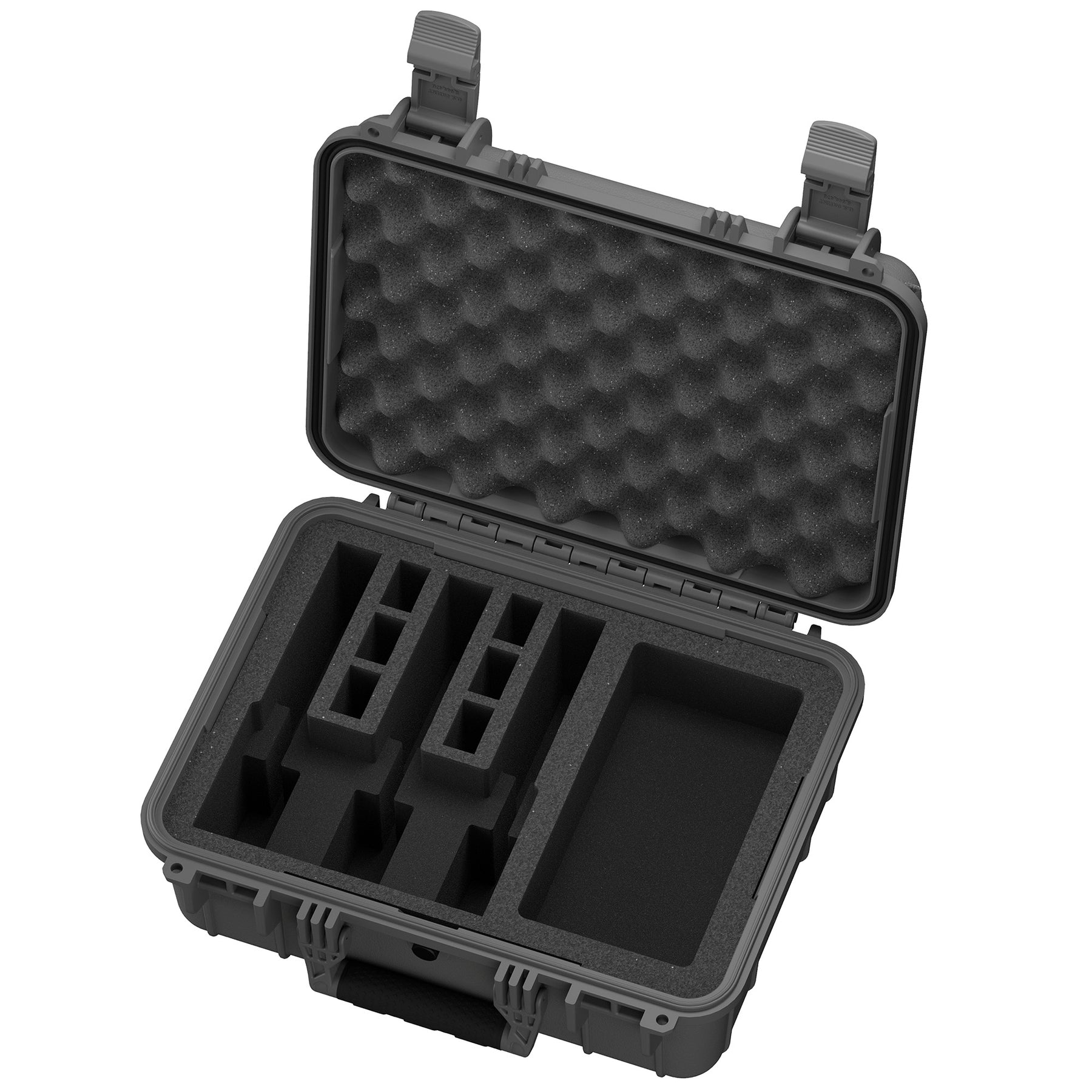 16-inch hard case for three pistols, featuring customizable foam interior for secure storage and transport.