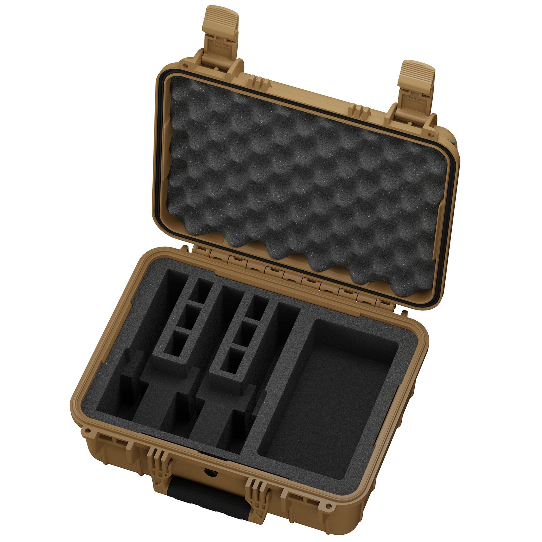 Durable 16-inch pistol case with foam interior, designed to securely hold three pistols during transport and storage.