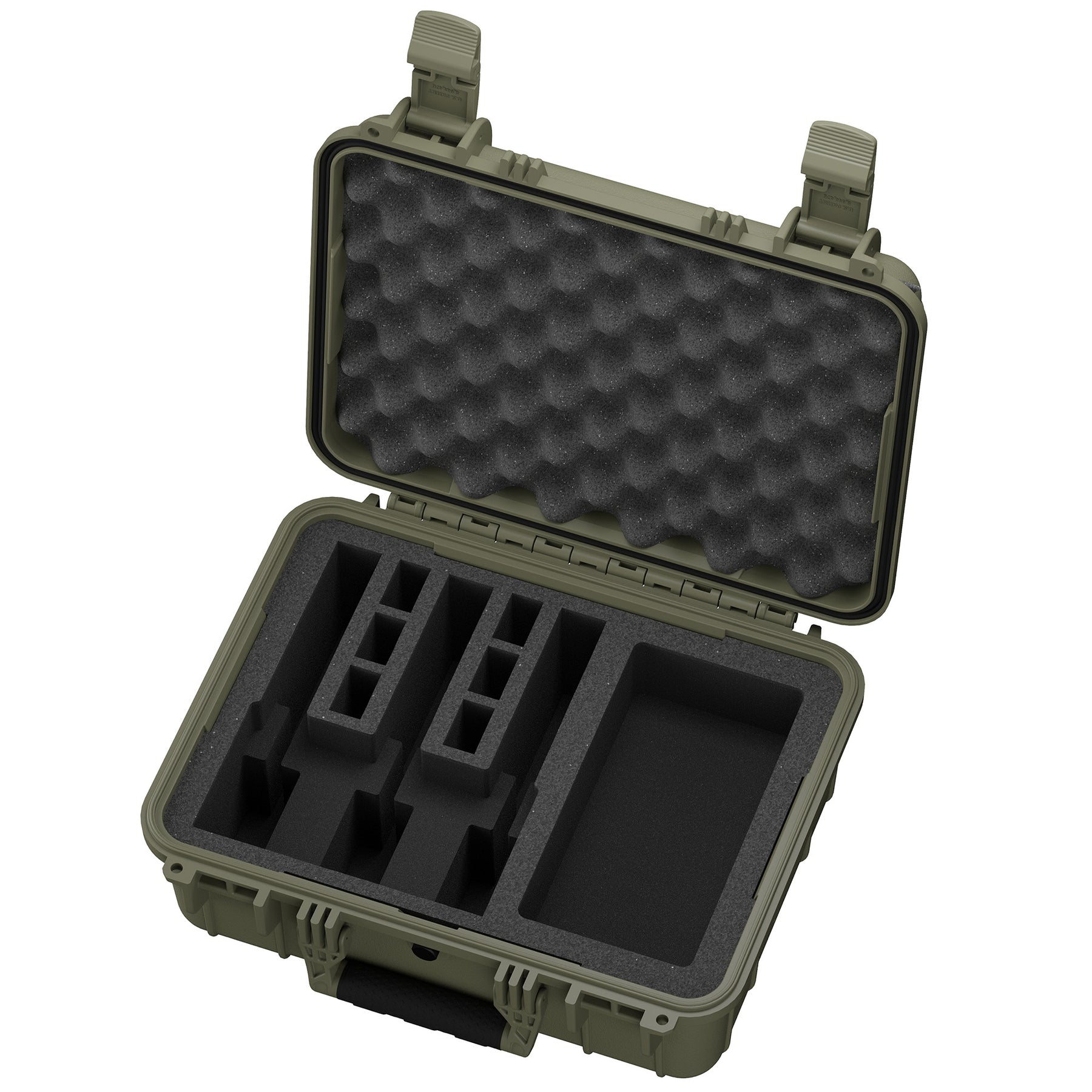 16-inch hard case designed for three pistols, featuring customizable foam inserts for secure storage and transport.
