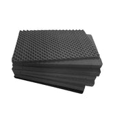 Stacked black foam replacement inserts with textured, egg crate surface for case #2308, designed for cushioning and protection.