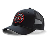 Black snapback hat with a red and white circular patch reading "Condition 1 Made in Texas" on the front, mesh back panels.