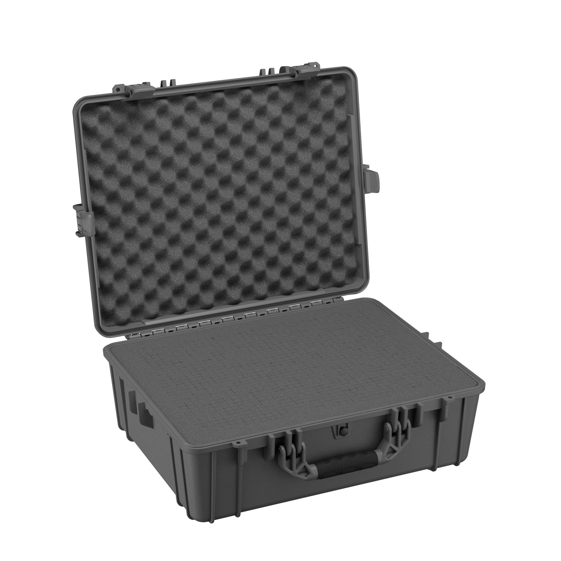 Alt text: "Open large rugged protective case of 25 inches, model number 839, featuring durable black exterior and foam-lined interior with a wavy pattern, ideal for sensitive equipment."