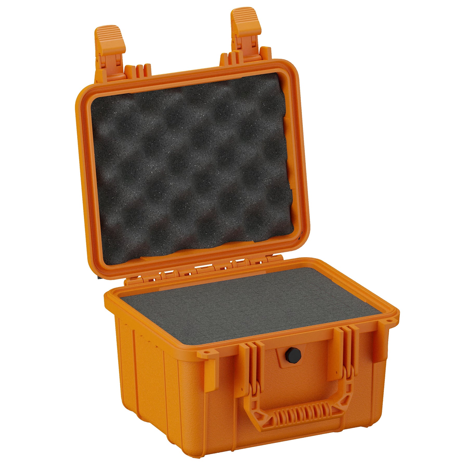 Orange 11-inch small protective case with foam interior, open showing both the base and the lid.