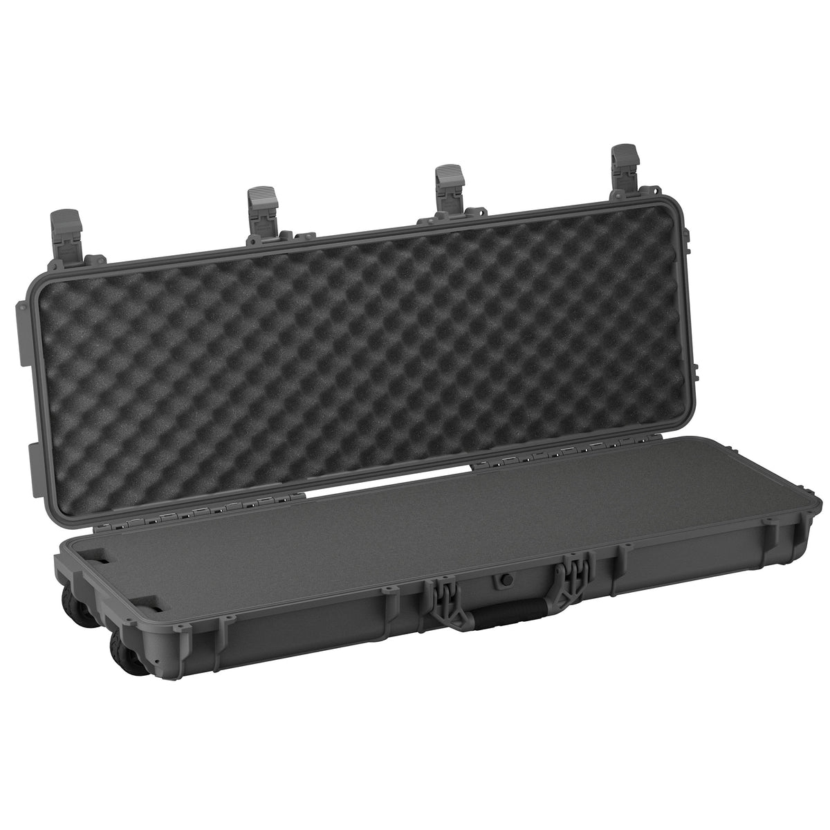 Durable 45-inch long protective case with foam padding and secure latches, model #1229, ideal for equipment transport.