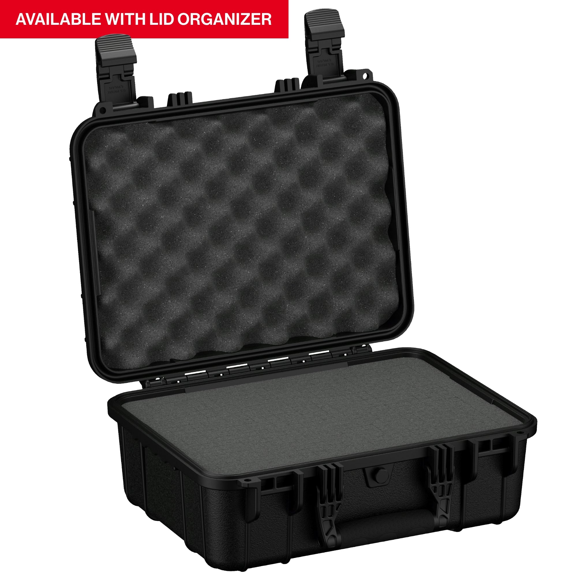 16-inch medium hard case with a foam interior, featuring a secure lid and durable latches for protection and storage.