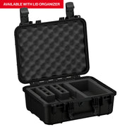 16-inch hard case for three pistols featuring customizable foam interior and secure latches for protection during transport.
