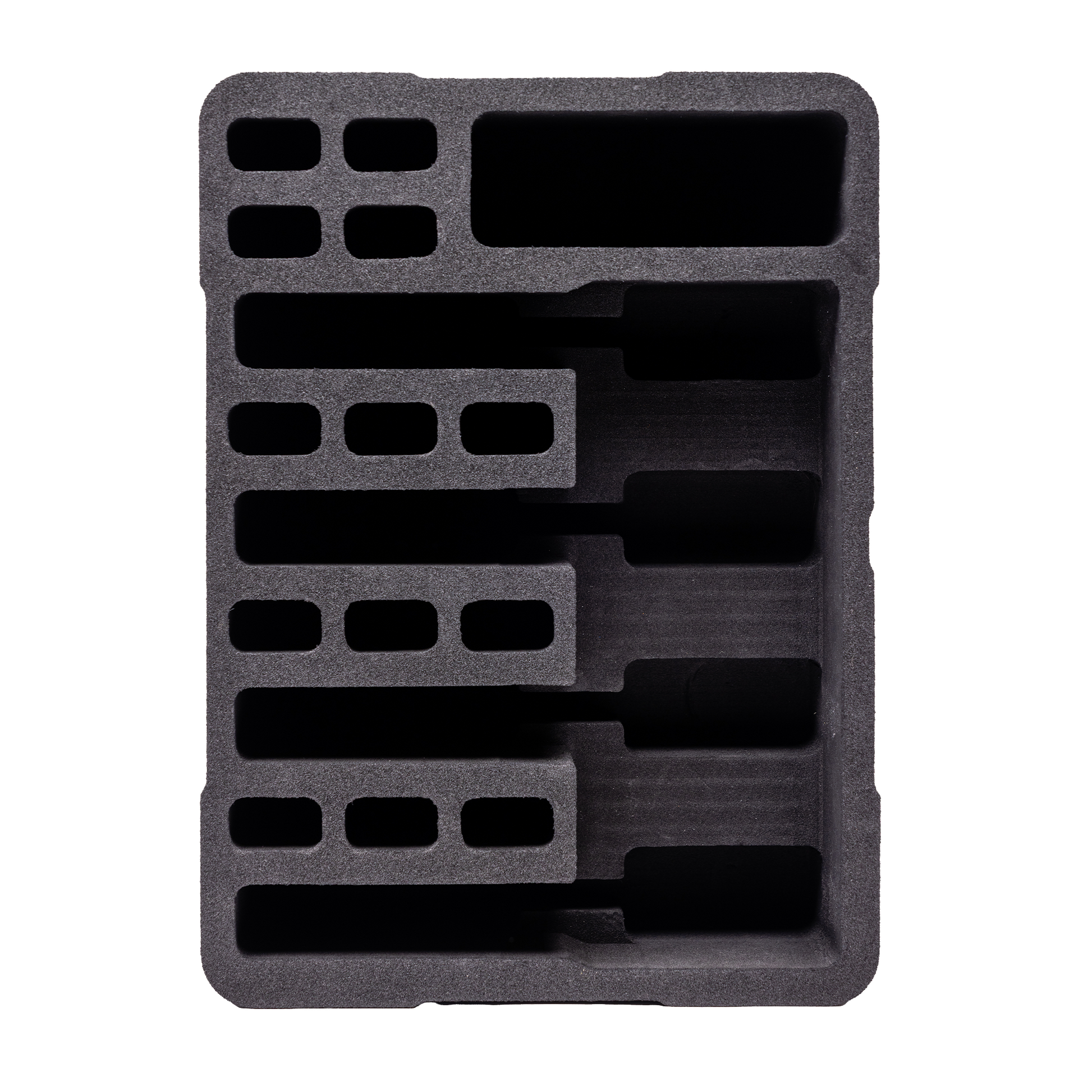 Pre-cut foam insert for #179 case, featuring four slots for secure storage of cameras and electronics.