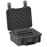 Alt text: Open 14-inch Micro Gun Case #075 displaying customizable foam inserts and dual locking latches, designed for secure and protective storage of firearms.