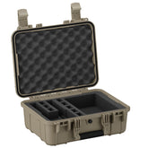 16-inch hard case designed for two pistols, featuring customizable foam inserts and a durable exterior.
