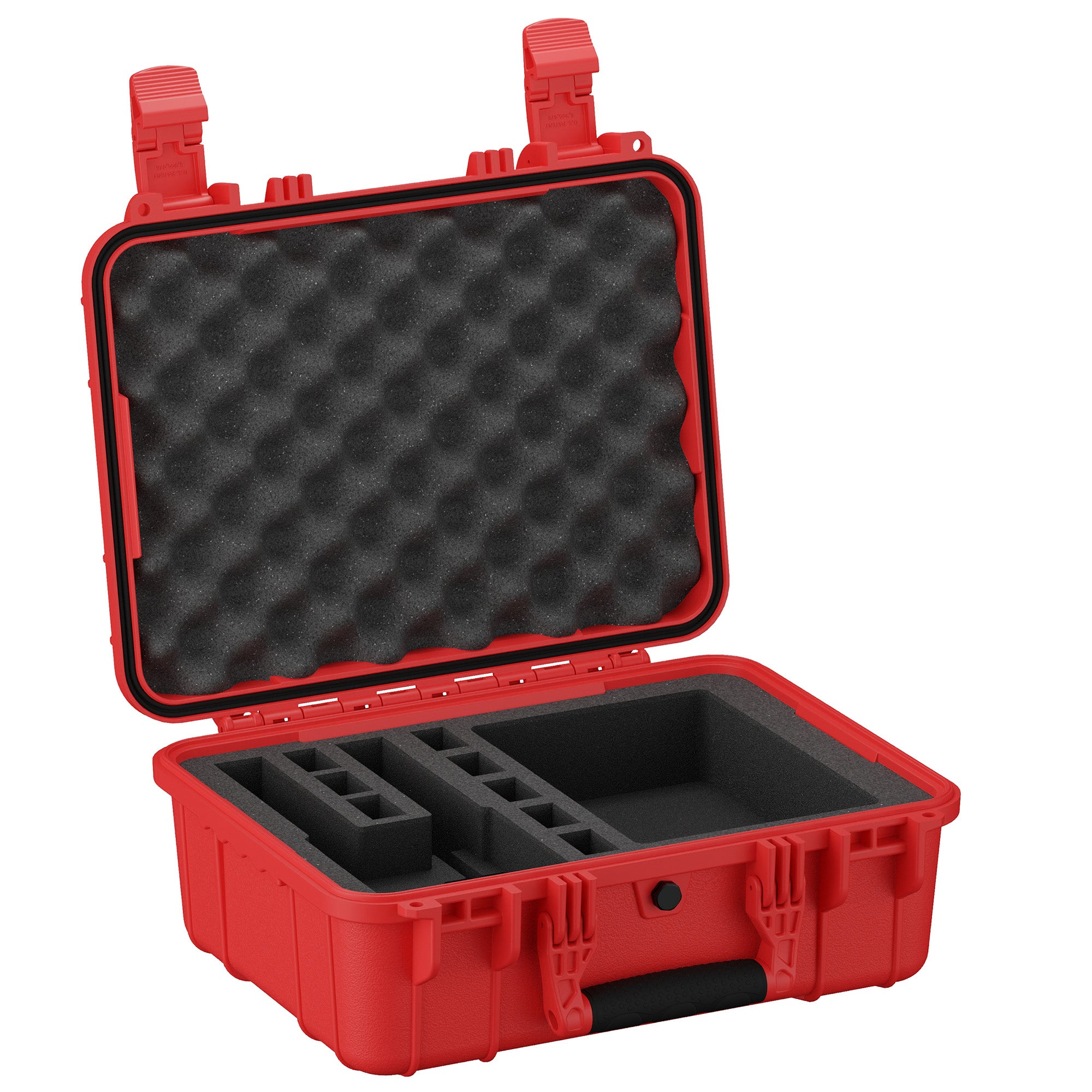 Durable 16-inch hard case with customizable foam interior, designed for securely storing two pistols.