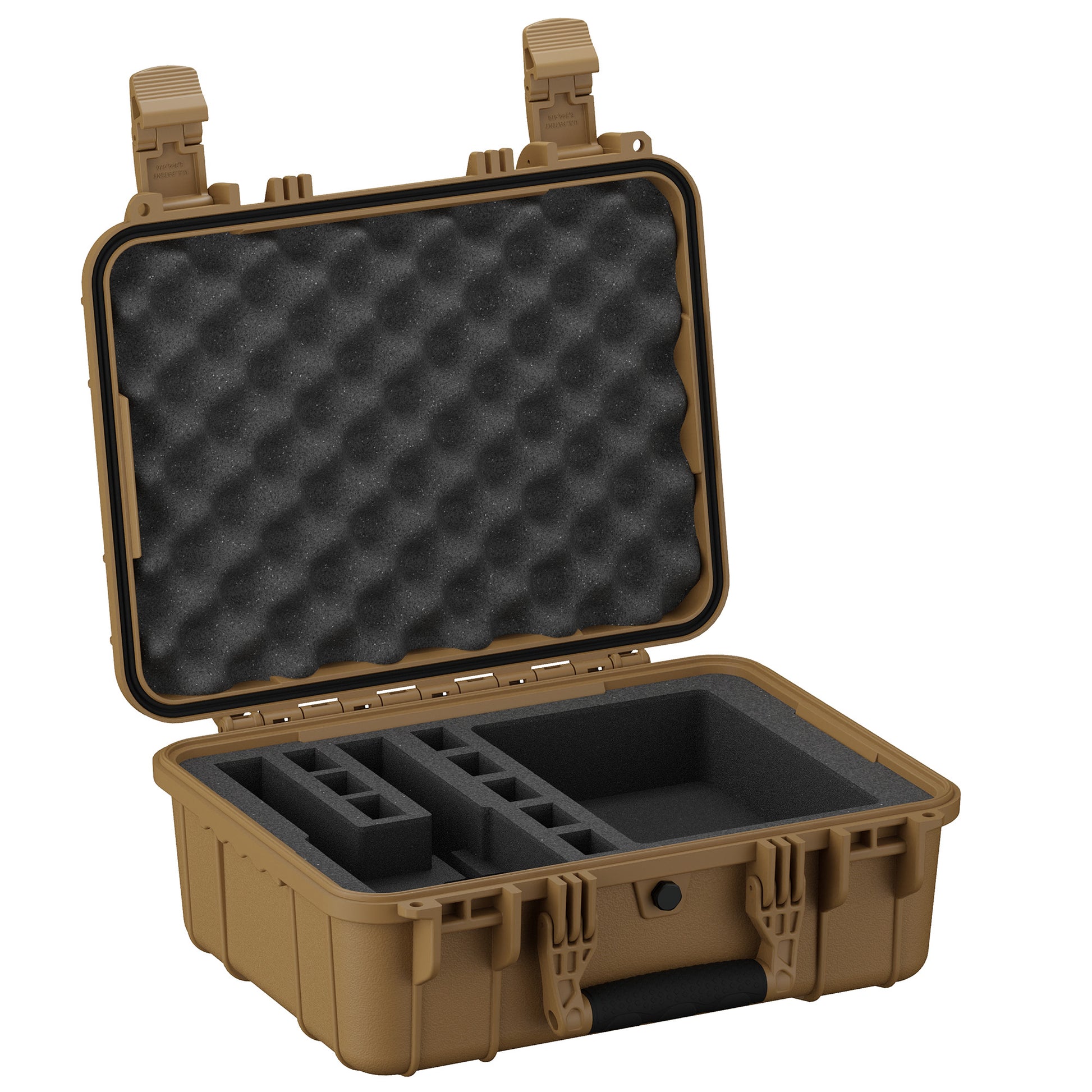 16-inch hard case designed for two pistols, featuring customizable foam inserts for secure storage and transport.