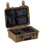 16-inch hard case for two pistols, featuring customizable foam inserts and internal storage pockets for accessories.