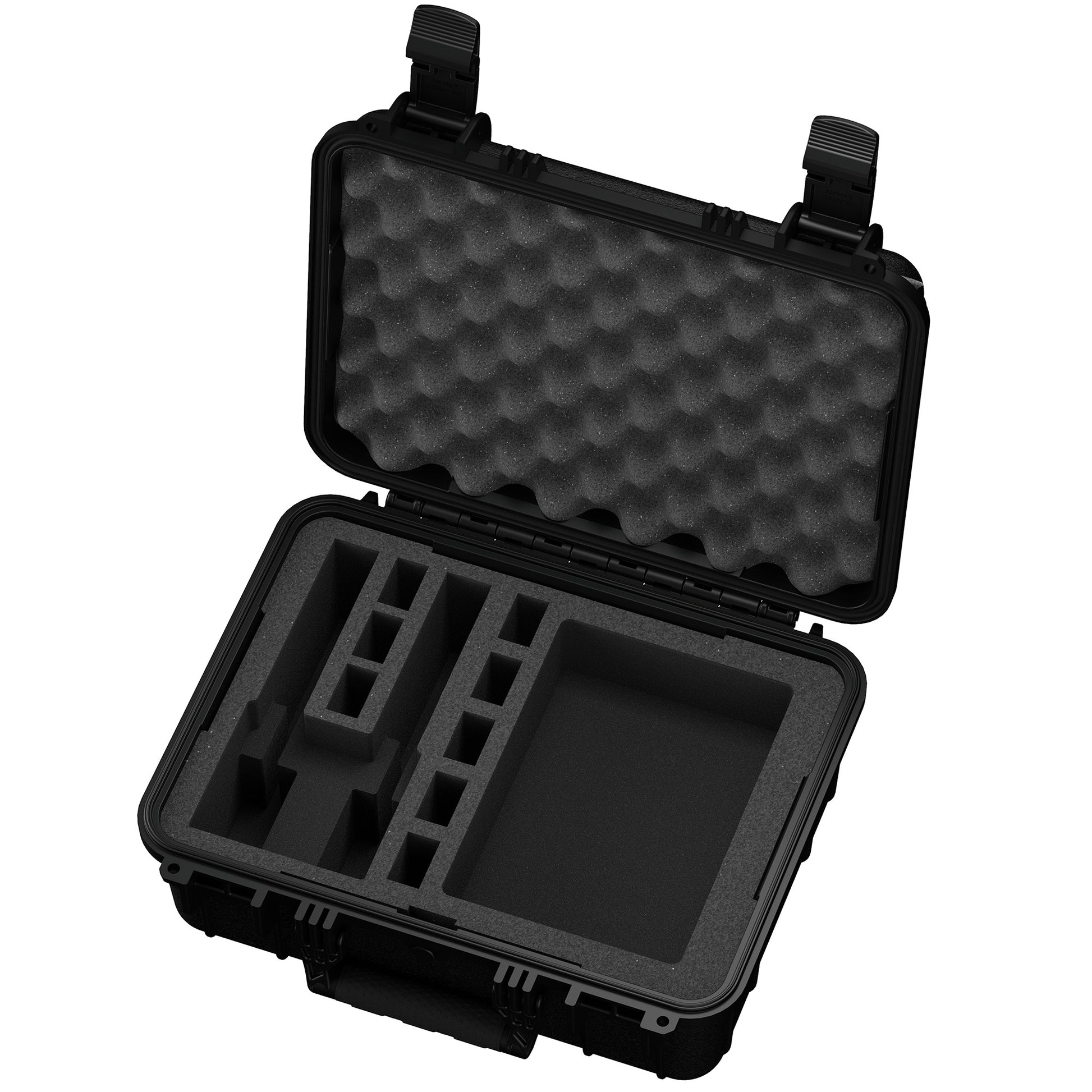 Durable 16-inch pistol case with customizable foam interior for secure storage and transport of two handguns.