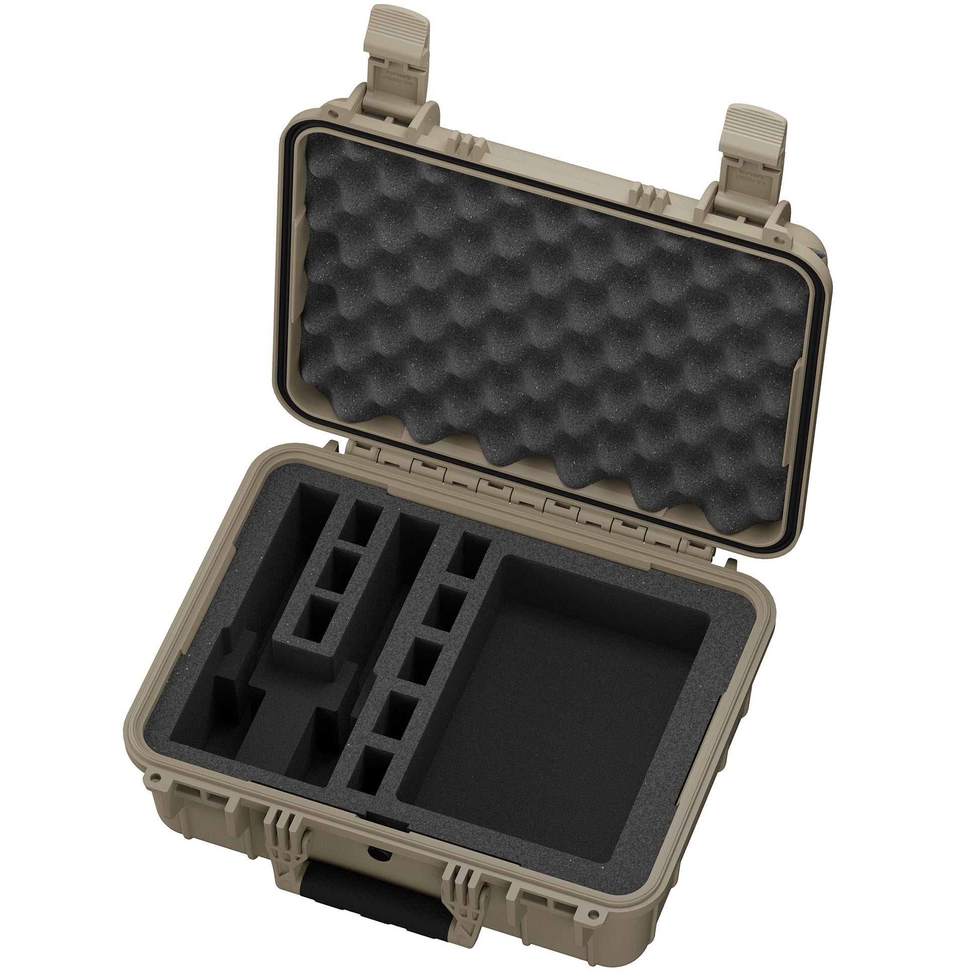 16-inch hard case for two pistols, featuring customizable foam interior for secure storage and protection.