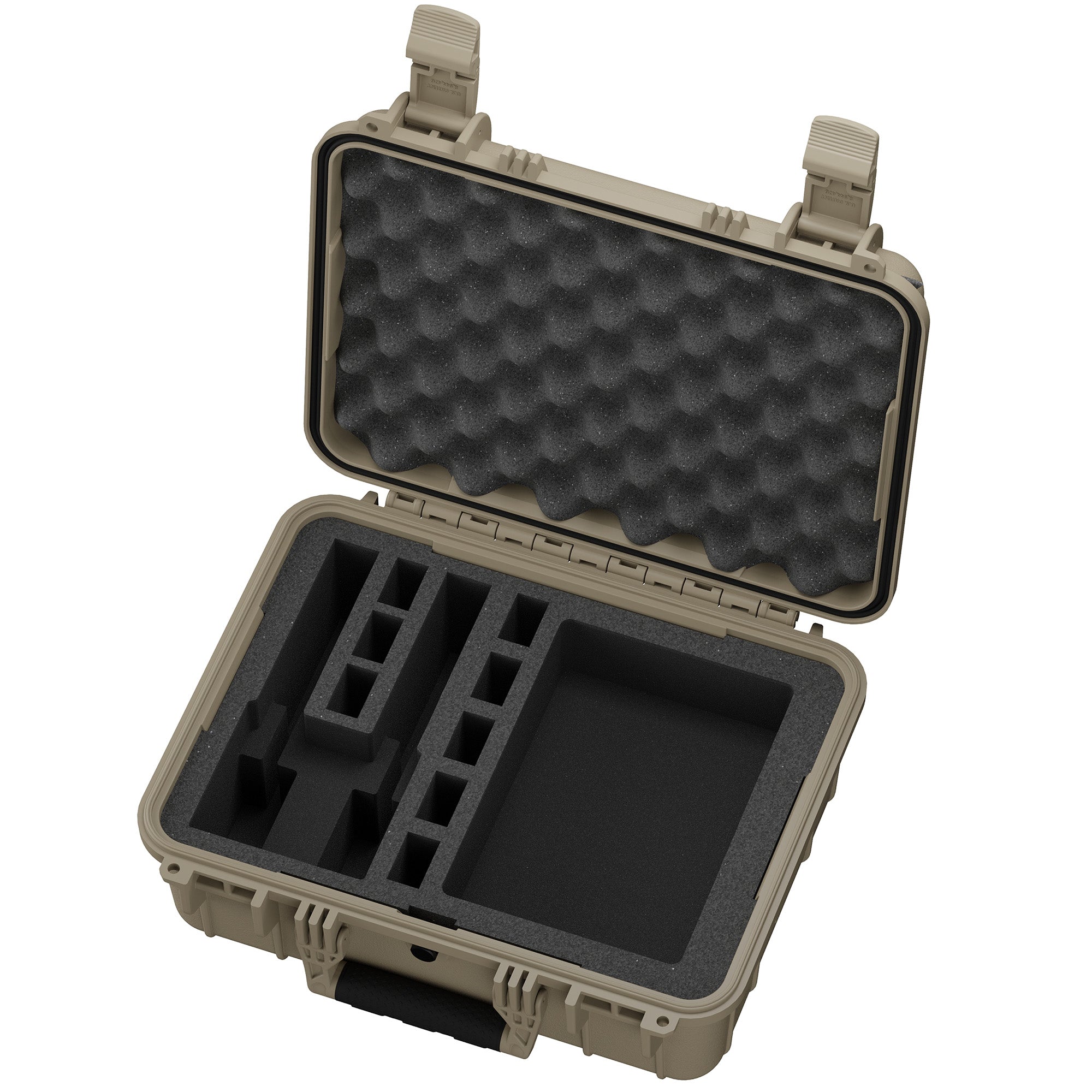 16-inch hard case for two pistols, featuring customizable foam interior for secure storage and protection.