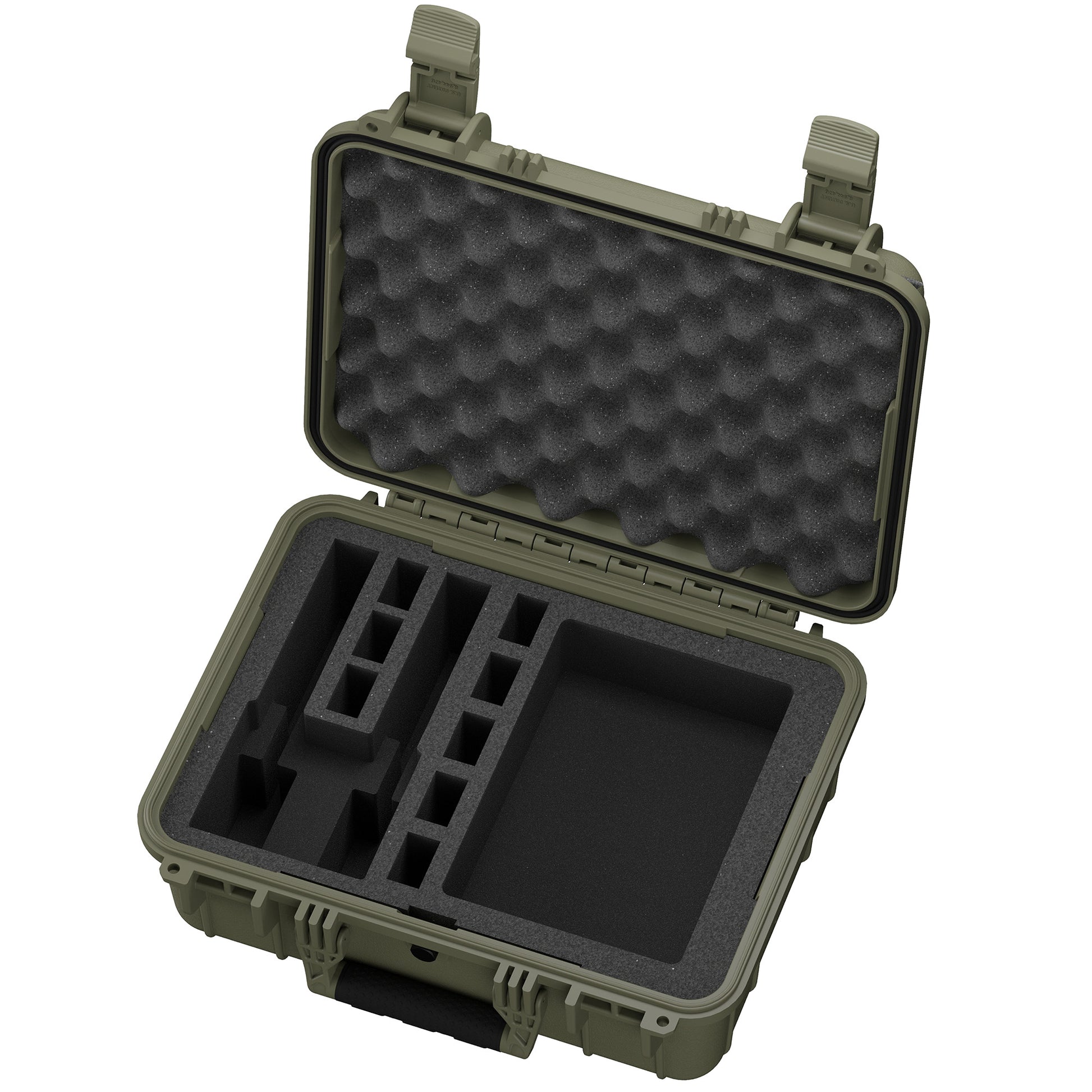 16-inch hard case designed for two pistols, featuring customizable foam inserts for secure storage and transport.